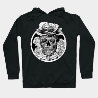 Skull head rose black and white Hoodie